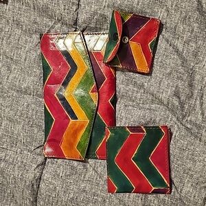 1992 Set Vintage MTG  Leather Wallet  Clutch w Pockets with 2 accessories